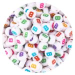 Leuke Acrylkralen letter B wit/multicolor