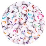 Acrylkralen letter J wit/multicolor