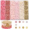 Roze/Beige polymeerklei Kralenbox
